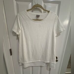Chico's Classic White Short Sleeve Layered Top NWOT